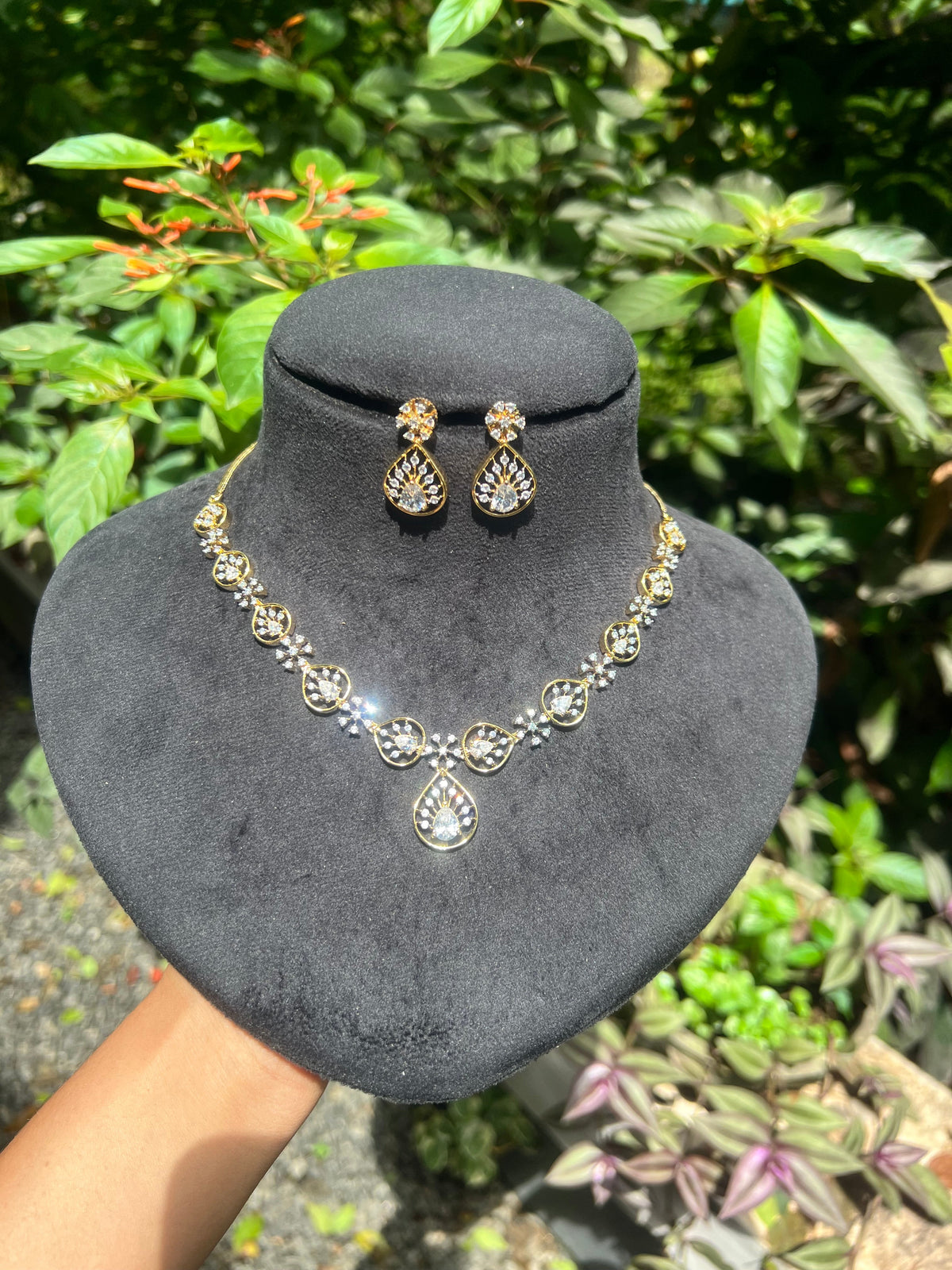 Premium diamond finish bridal necklace set product code D119