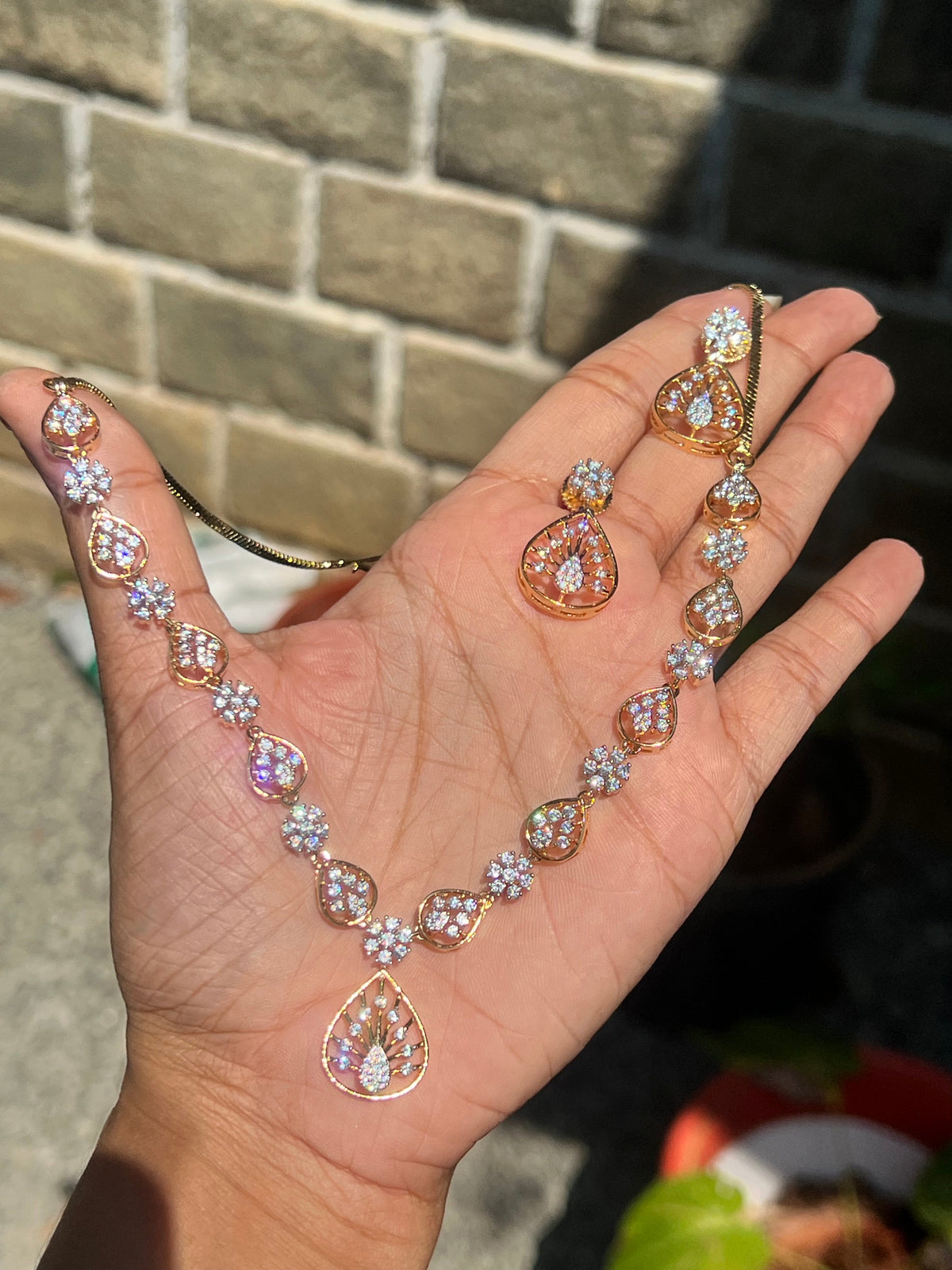 Premium occasion wear diamond finish bridal  necklace set product code D121