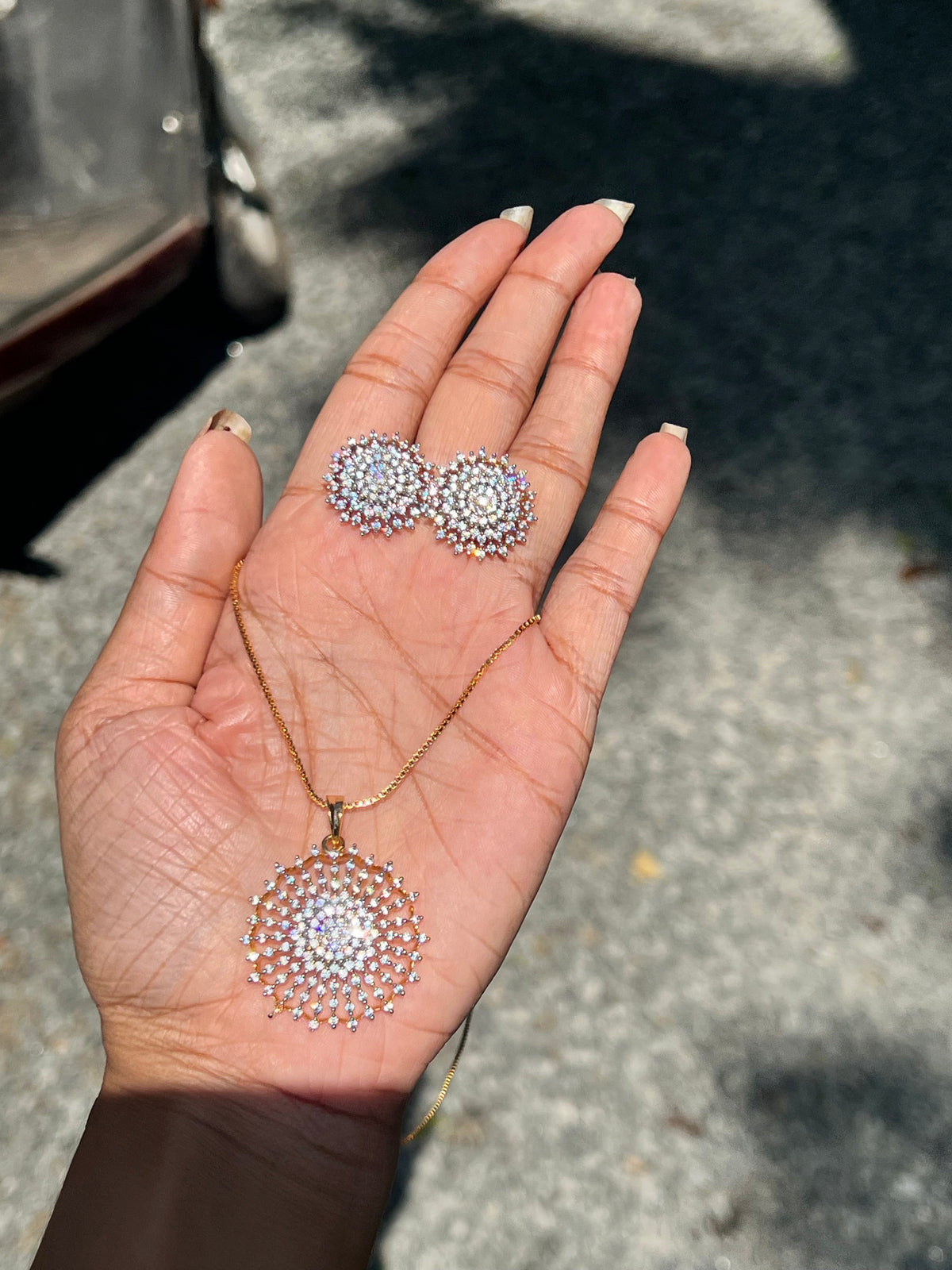 Premium daimond finish bridal wear  pendant  chain set product code 51