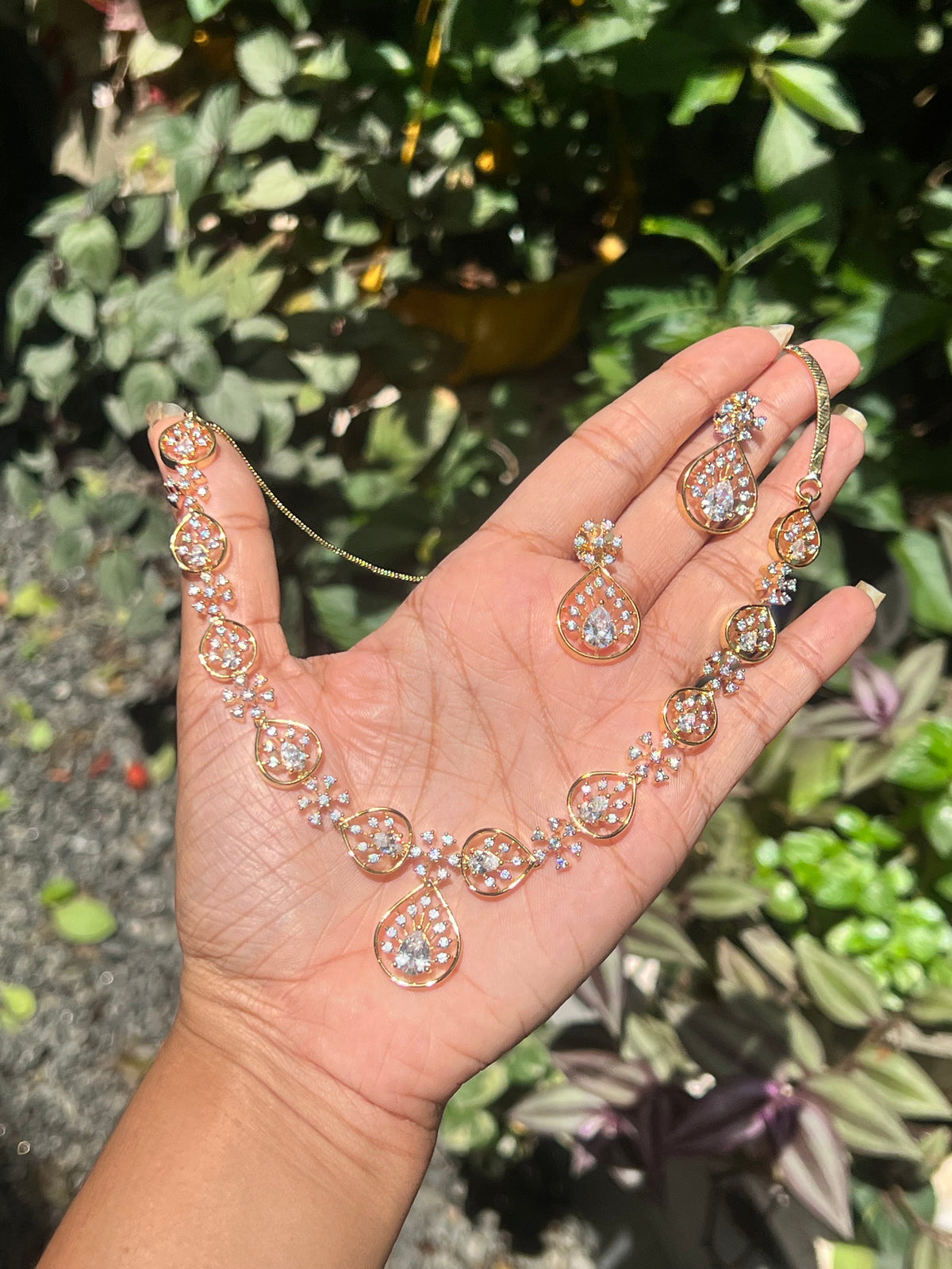 Premium diamond finish bridal necklace set product code D119