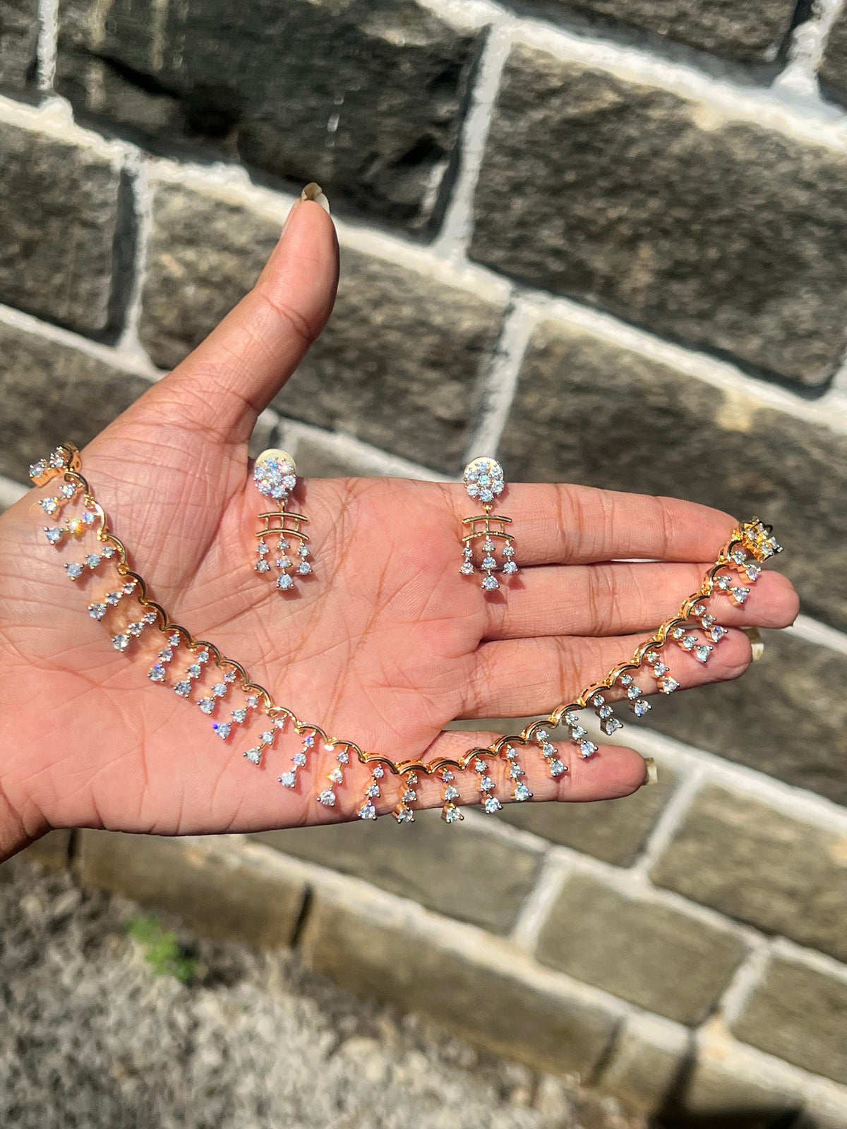 Premium diamond finish Bridal necklace set product code D260
