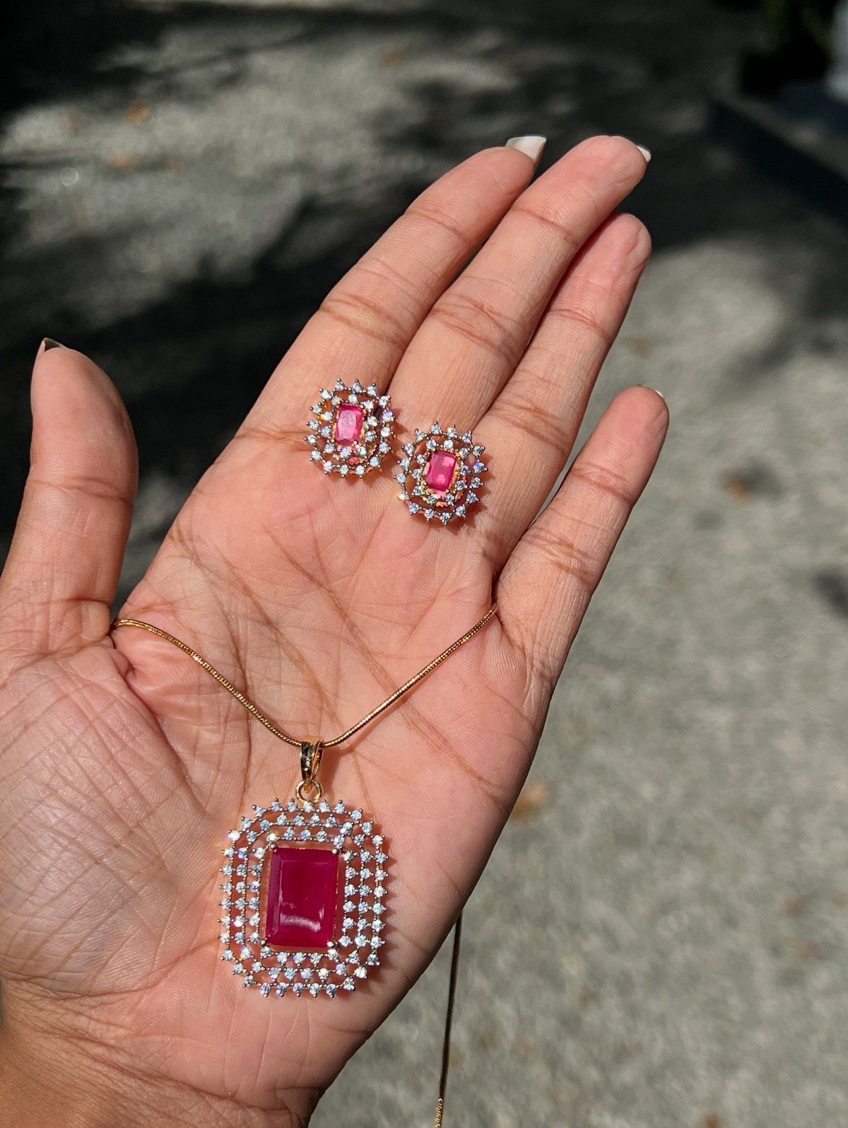 Premium diamond replica pendant chain set product code D12