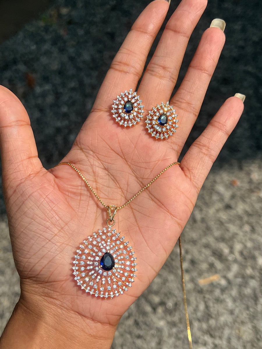 Premium diamond finish pendant chain set product code D134