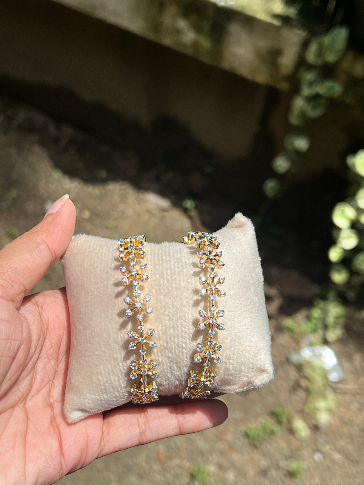 Diamond finish party wear floral bangles set of 2 product code 140