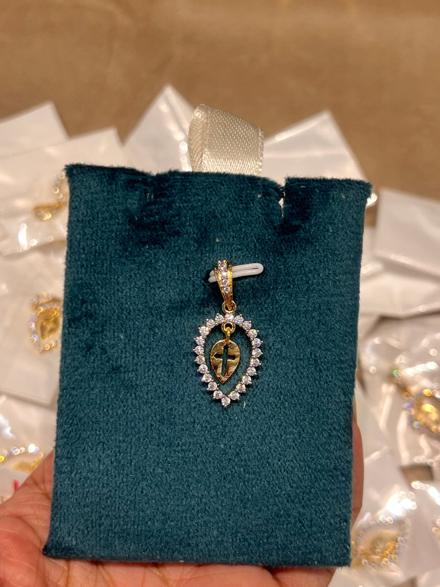Premium diamond finish Cz cross thali product code Thali07