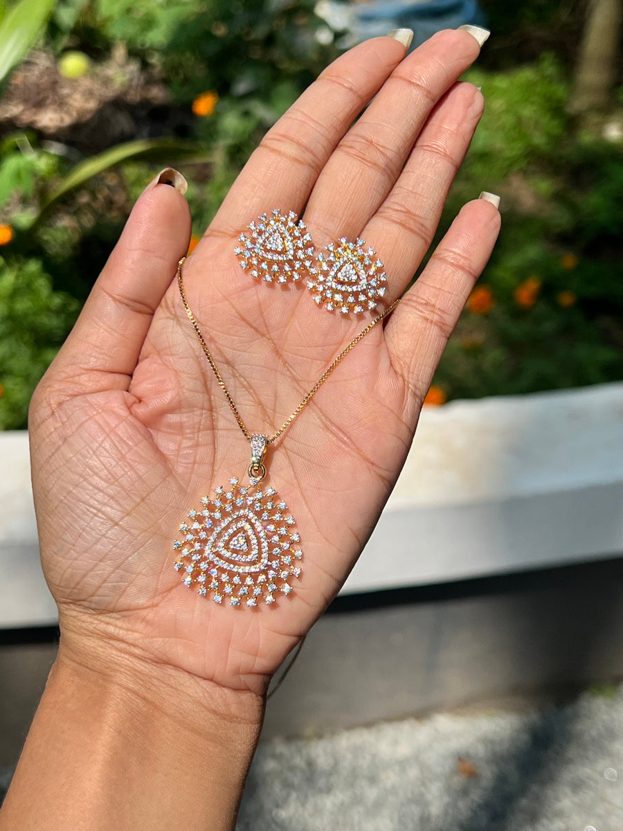 Premium diamond finish gj polish repolishable pendant set with chain product code 52
