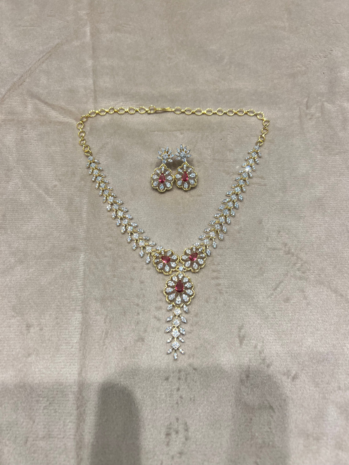Premium diamond finish bridal necklace set product code D287