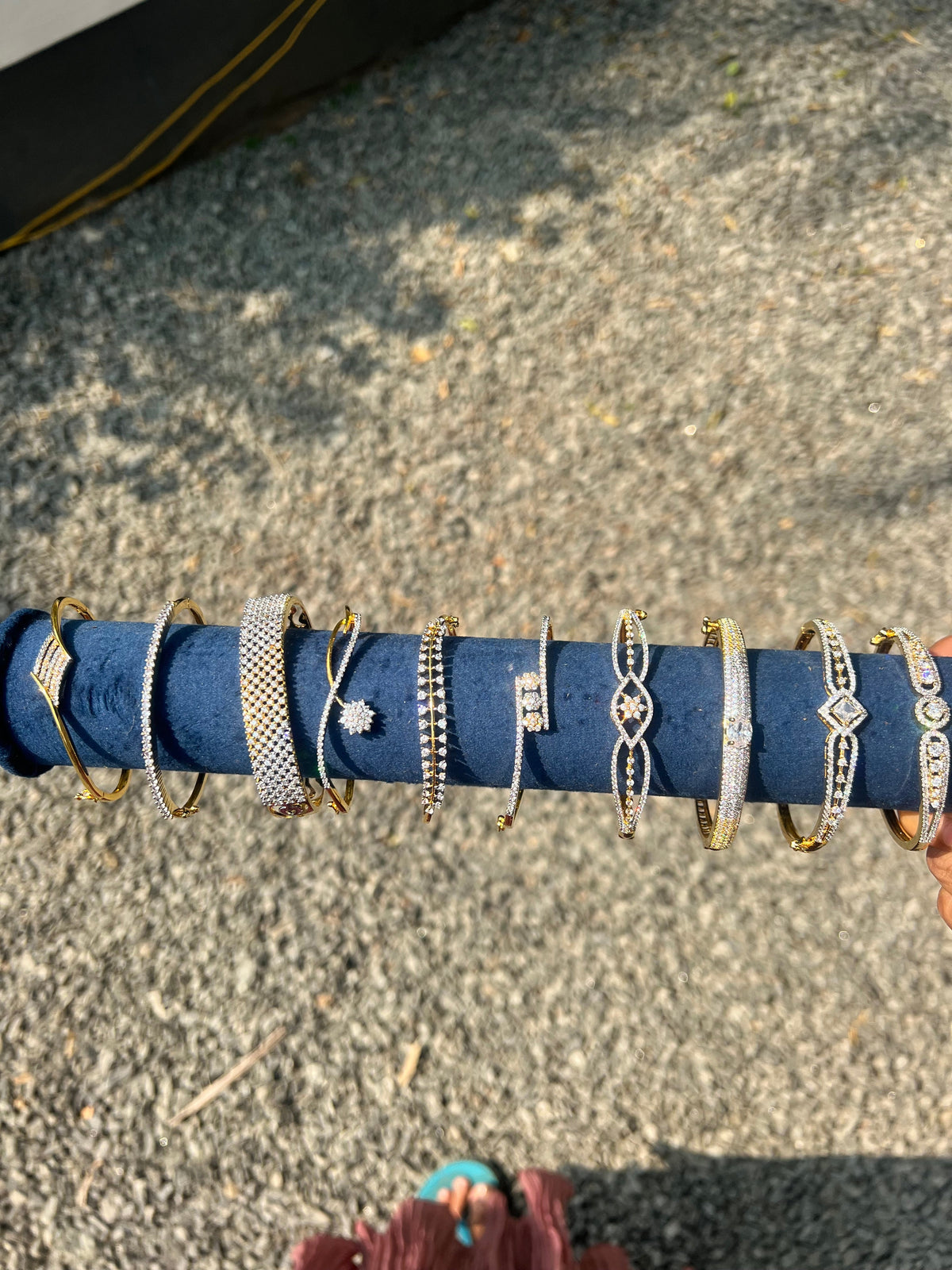 Premium twotone polish diamond look openable bracelet( 2.4 ) product code B120
