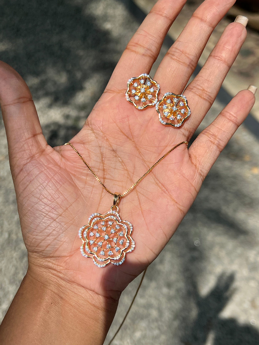 Premium diamond finish pendant chain set product code D80