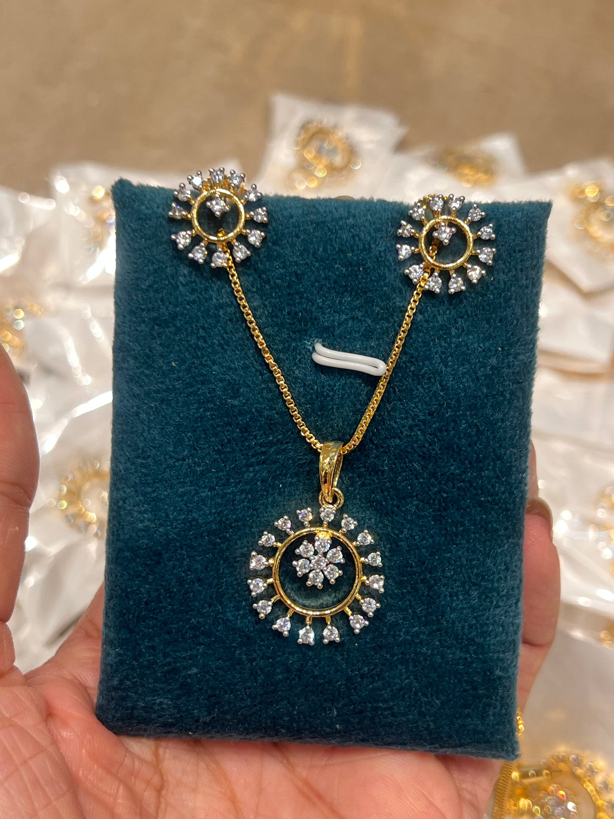 Premium party wear diamond finish pendant with stud  product code D328