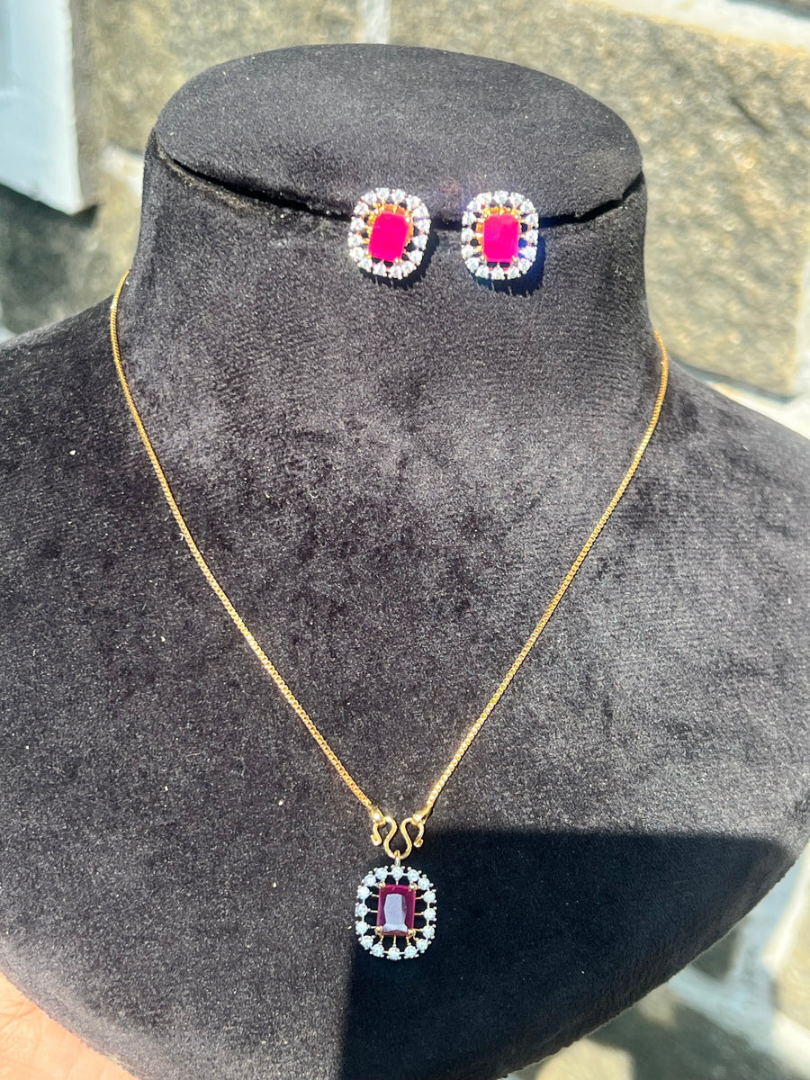 Premium diamond finishparty wear  pendant chain set product code D126