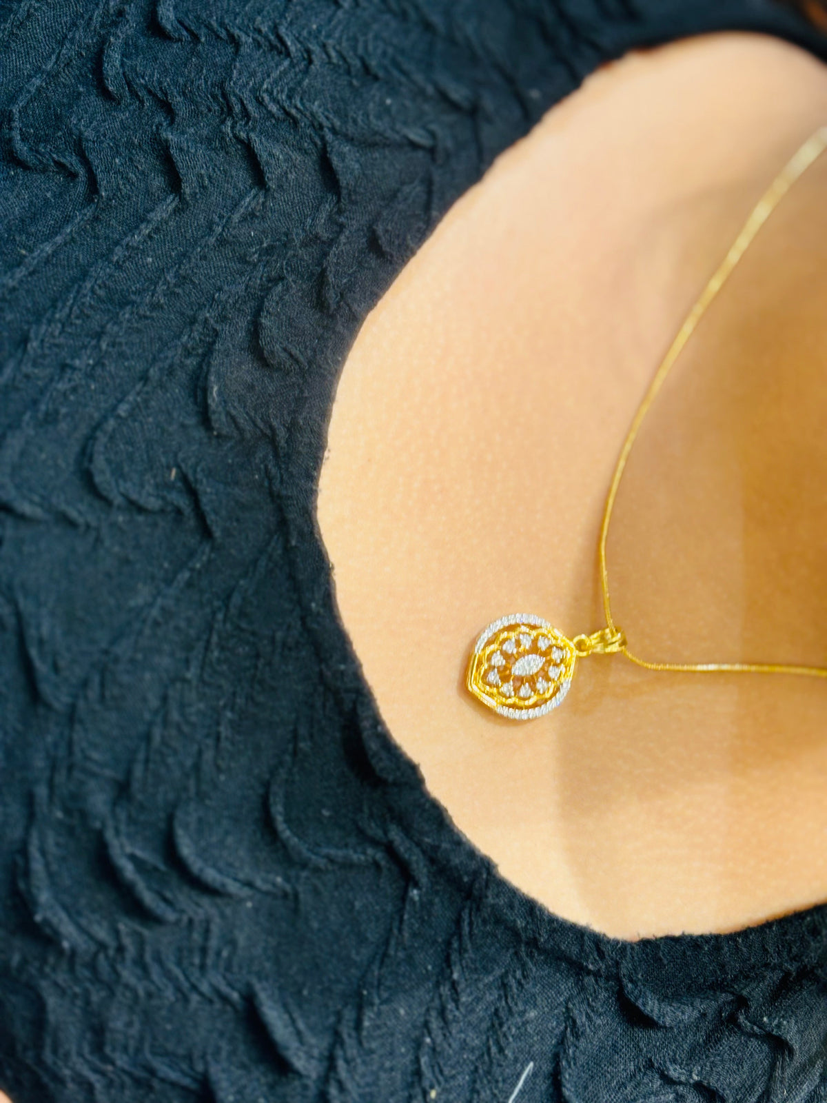 Premium daimond replica pendant set with chain product code N388