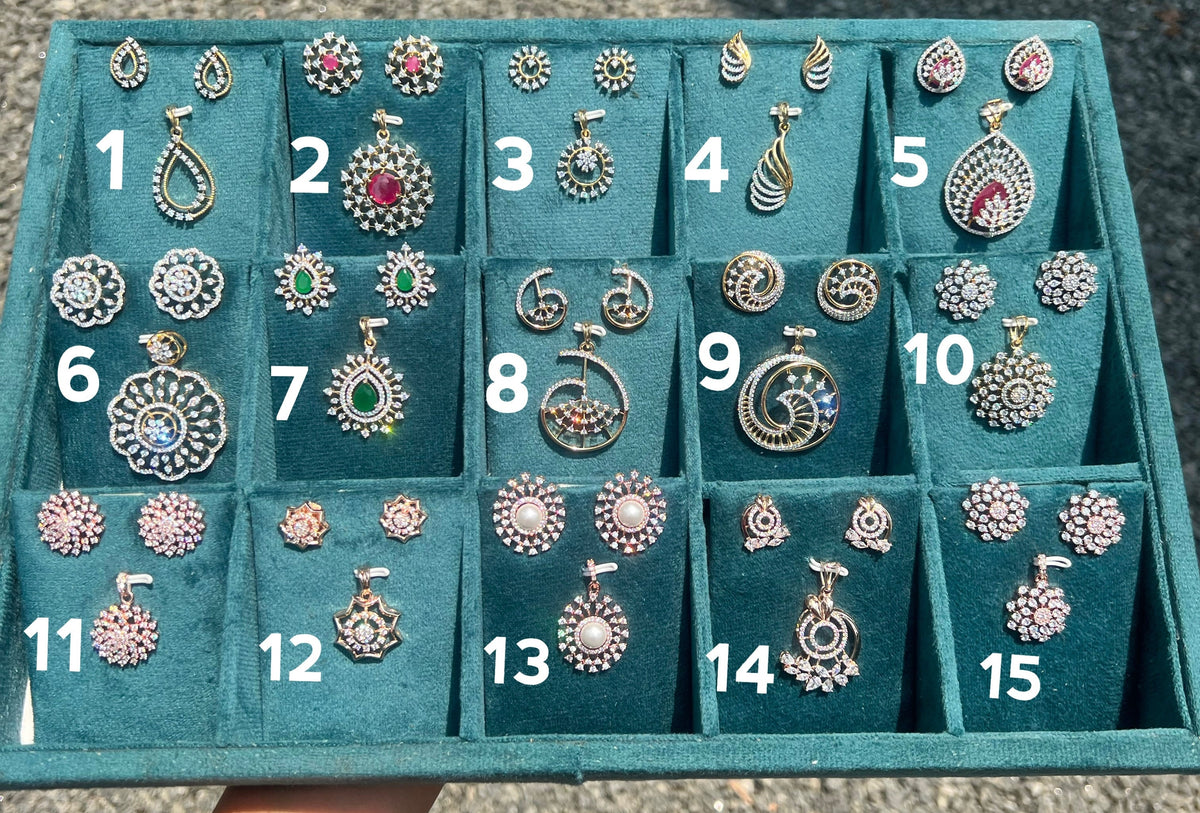 Premium party wear diamond finish GJ polish and last row  Rosegold polish pendant set ( not sweat proof)product code D235