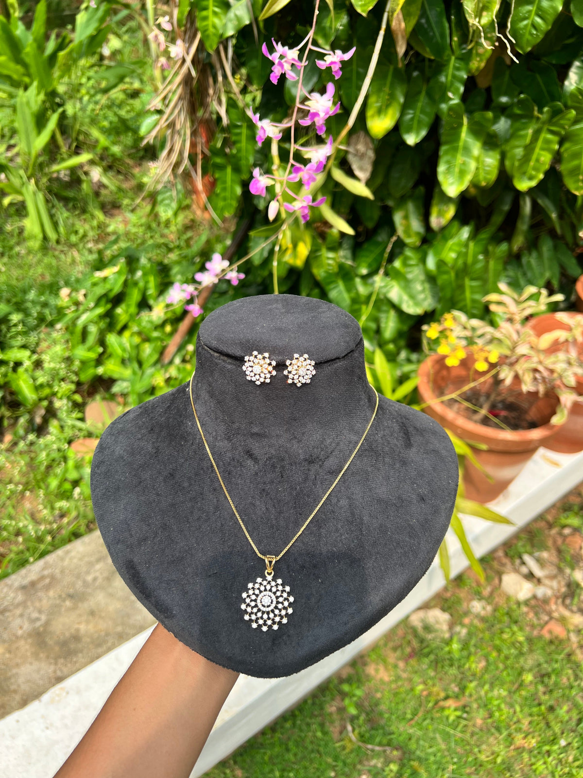 Our best seller night party wear diamond finish repolishable pendant set product code N170