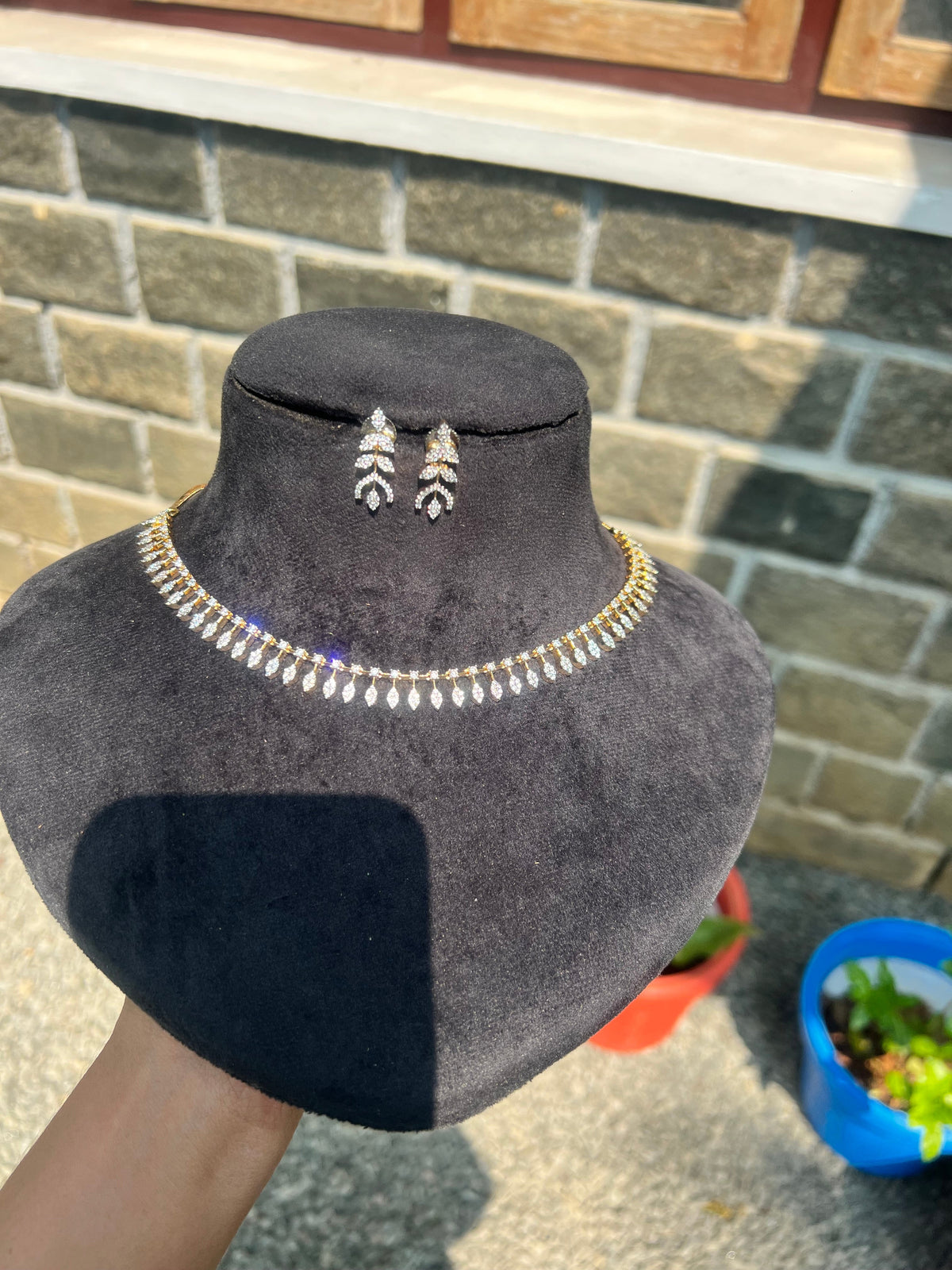 Premium diamond finish bridal necklace set product code D138