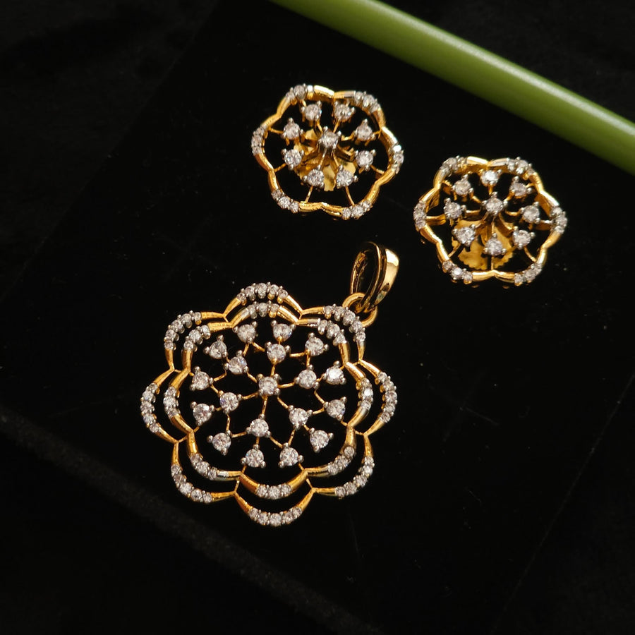 Premium daimond finish zircon pendant set product code d80