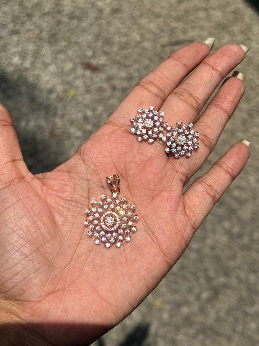 Our best seller party wear diamond replica pendant set in  rose gold chain product code N171