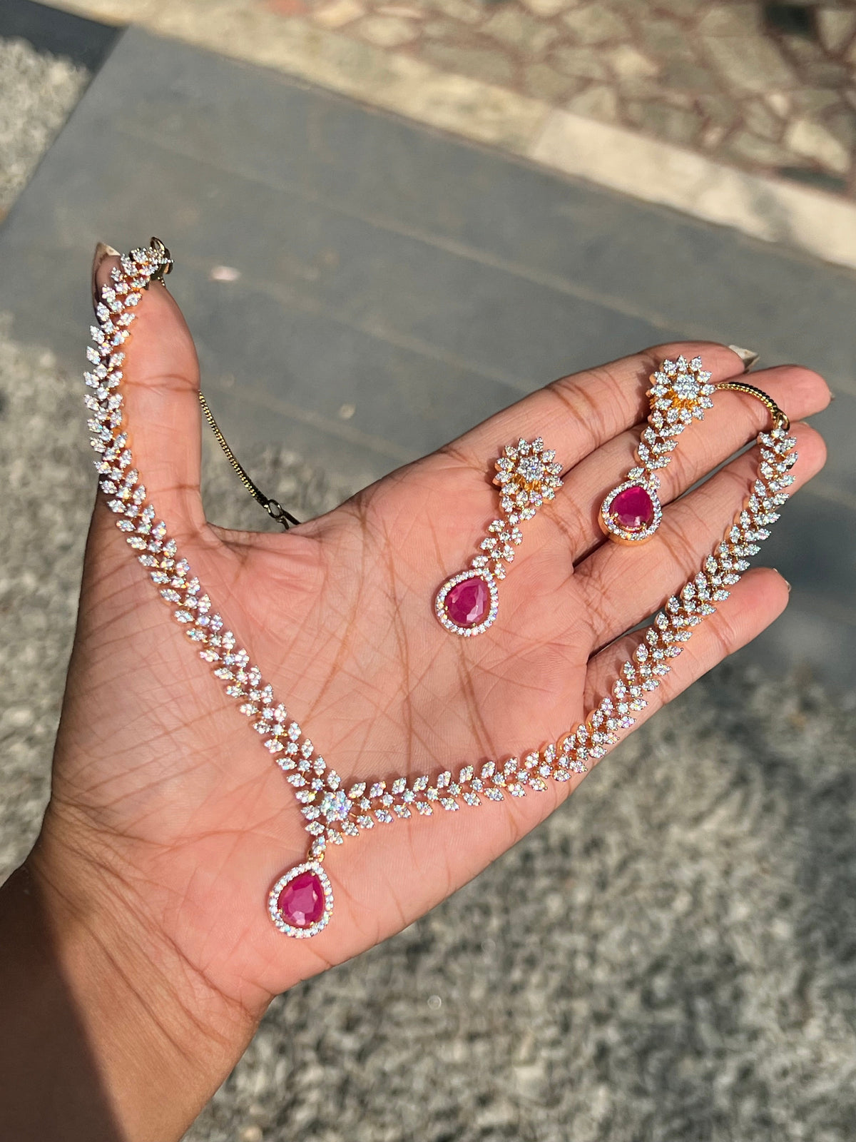 Premium diamond finish bridal necklace product code D41