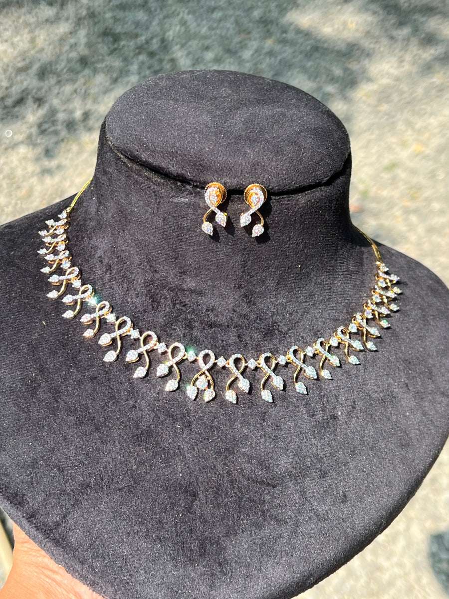 Premium diamond finish bridal necklace product code D85