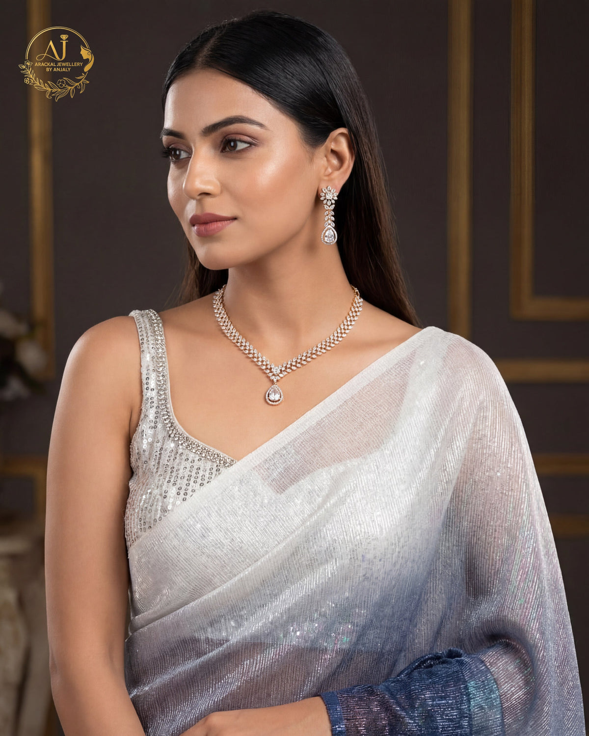 Premium diamond finish bridal necklace product code D41