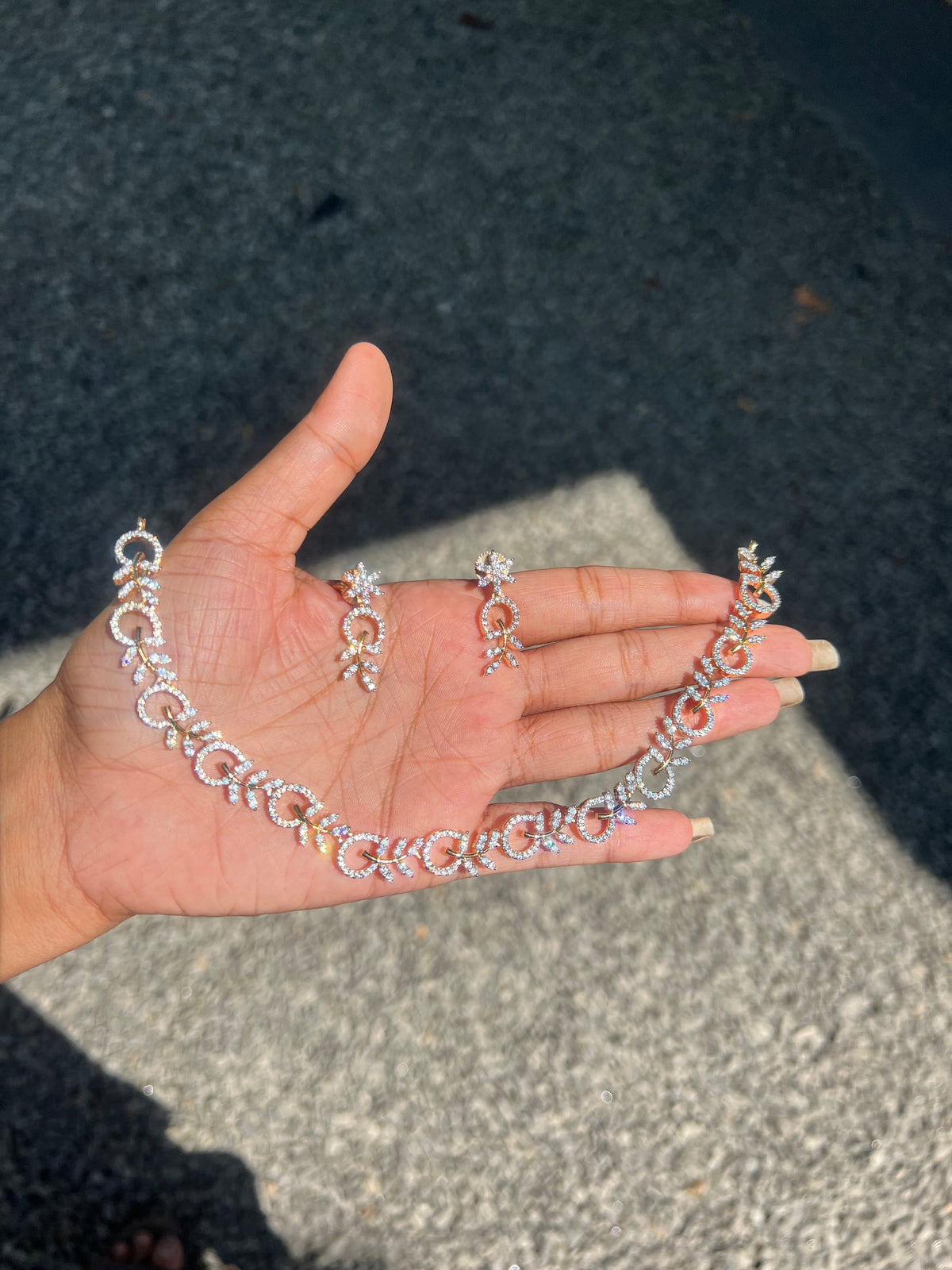 Premium diamond finish bridal necklace product code D100