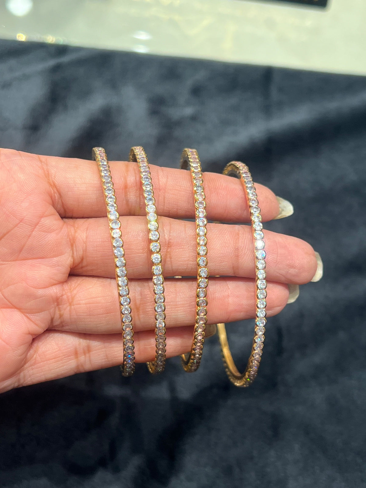 Premium gold plated daily wear ad stone bangle (single ) product code B109