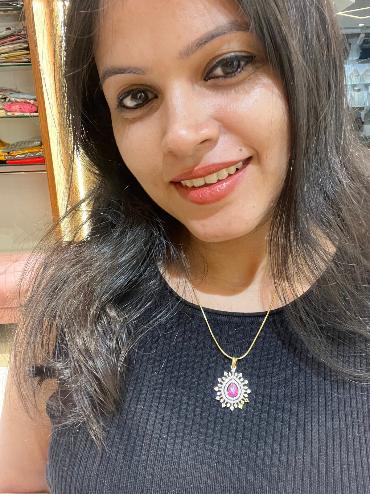 Premium occasion wear diamond finish pendant chain set product code D141