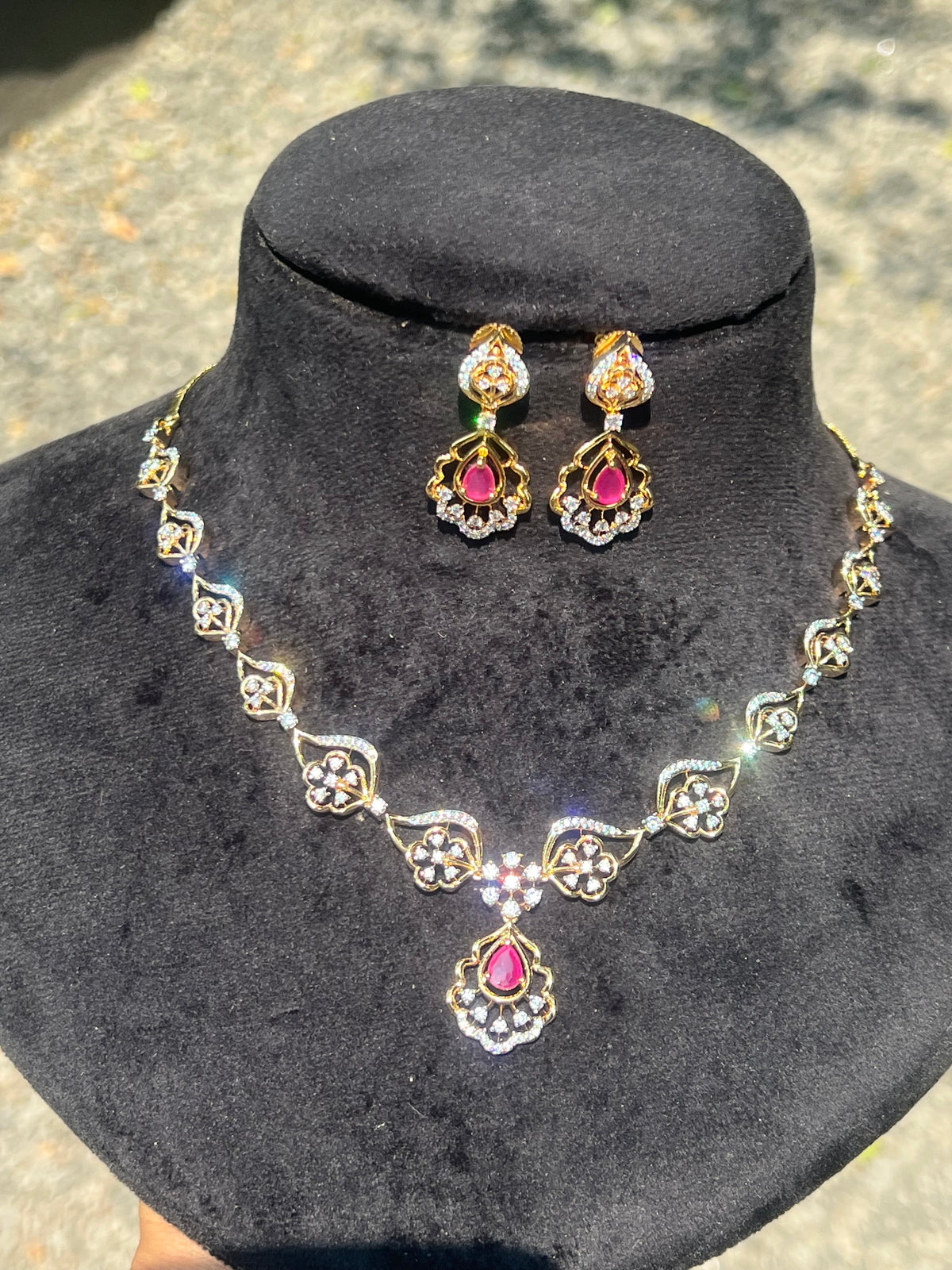 Premium diamond finish designer necklace set product code 24