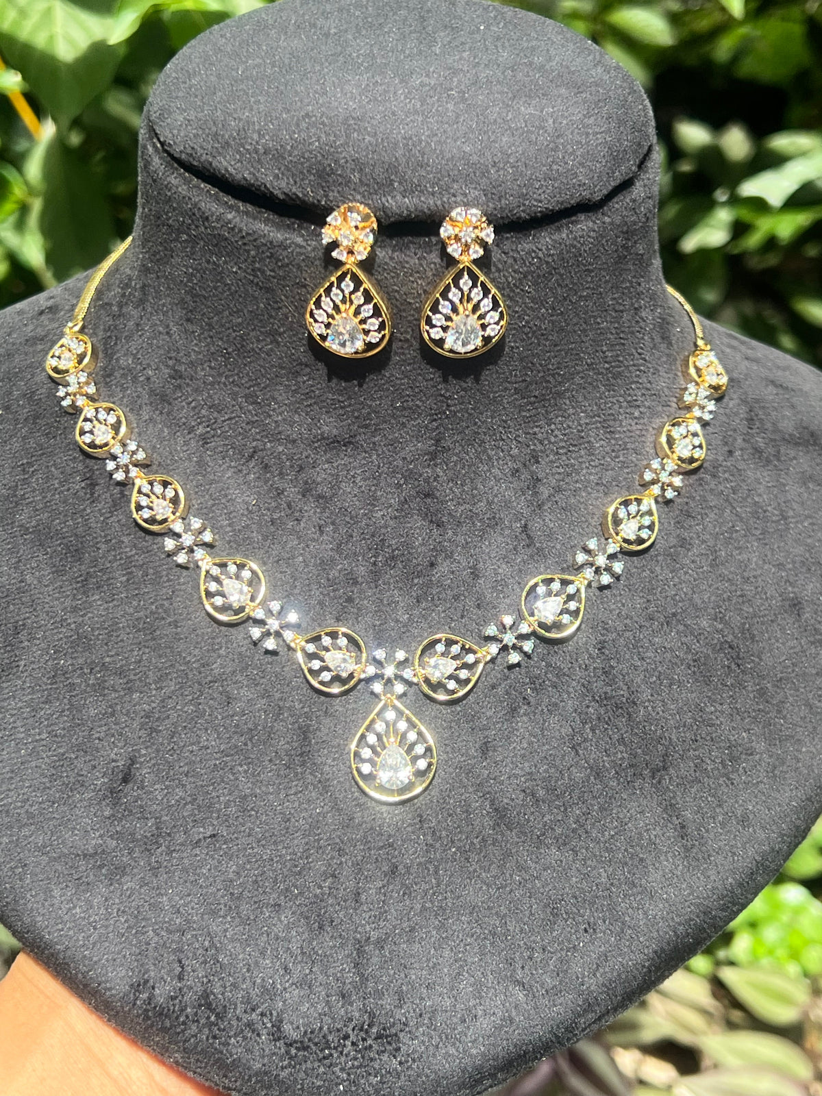 Premium diamond finish bridal necklace set product code D119