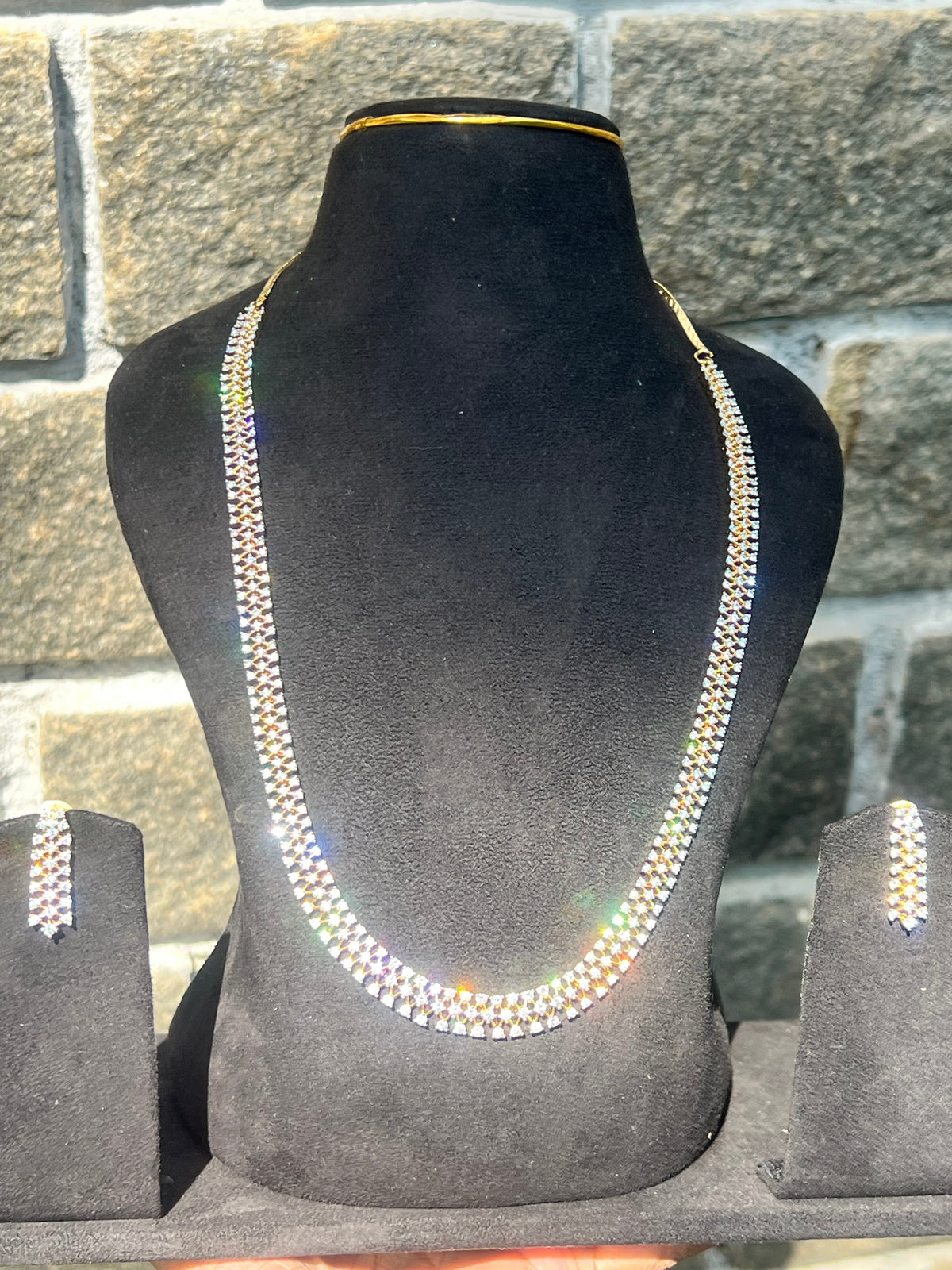 Premium diamond finish Cz long Bridal haram set product code H97