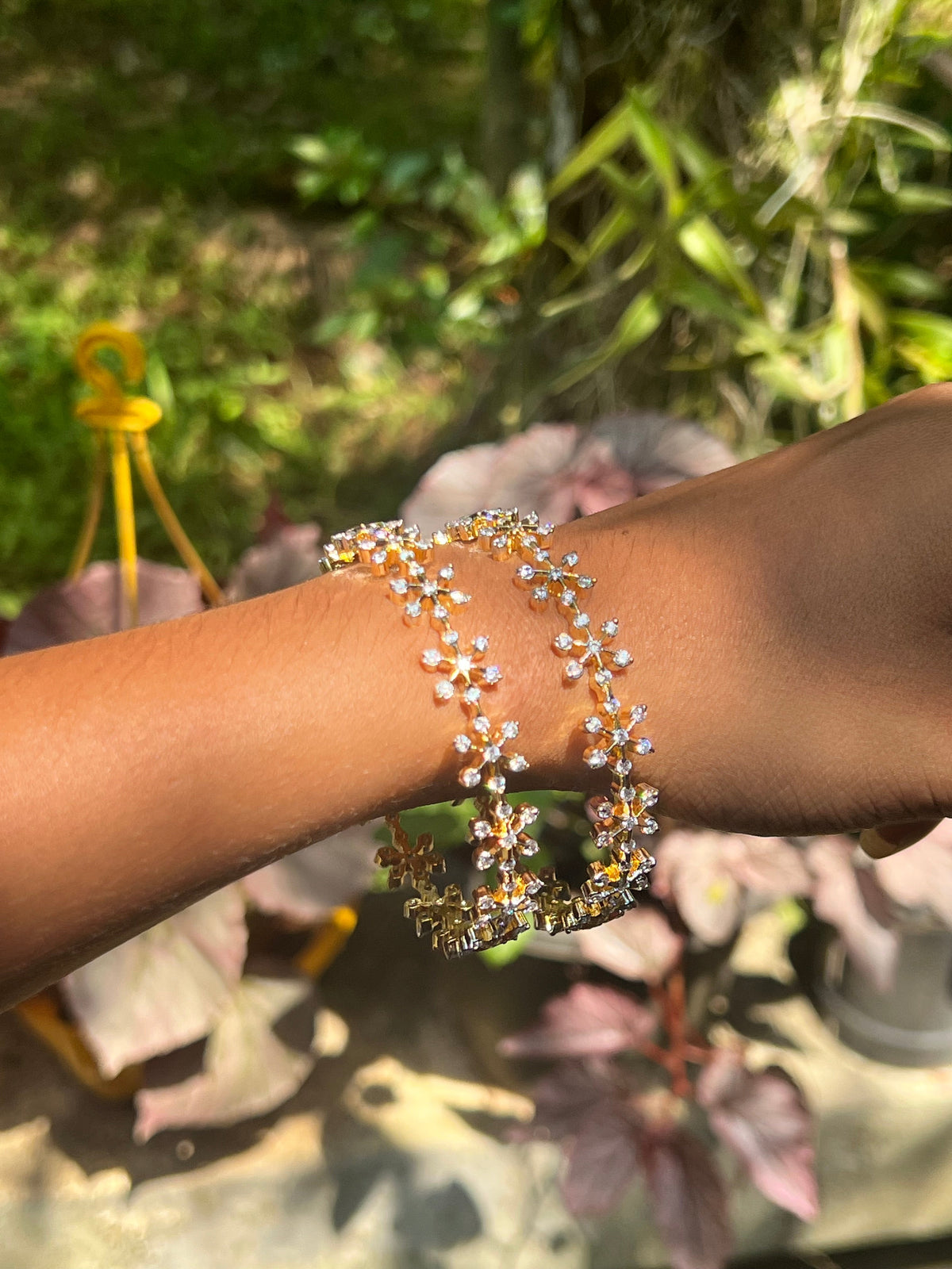 Diamond finish party wear floral bangles set of 2 product code 140