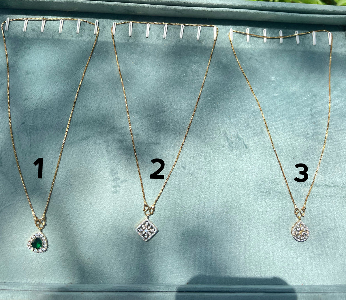 Premium quality 18inch  chain with party wear  diamond replica not sweat proof repolishable pendant product code D165