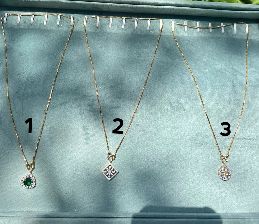 Premium quality 18inch  chain with party wear  diamond replica not sweat proof repolishable pendant product code D165