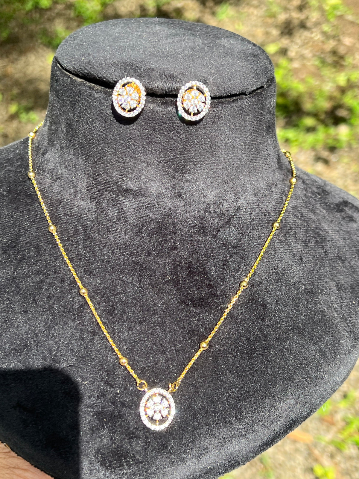 Premium daimond replica pendant chain with studs product code N405