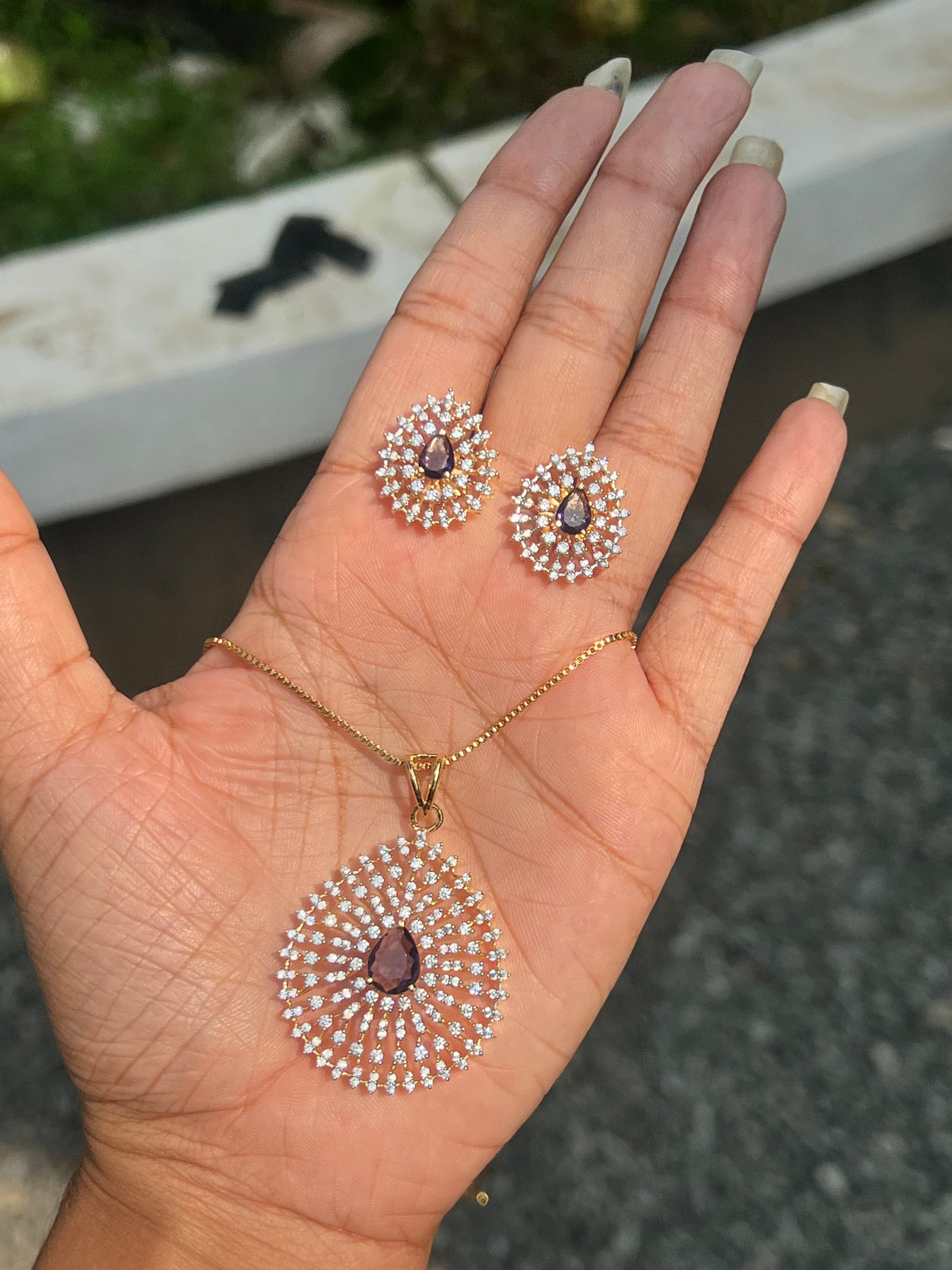 Premium diamond finish pendant chain set product code D134