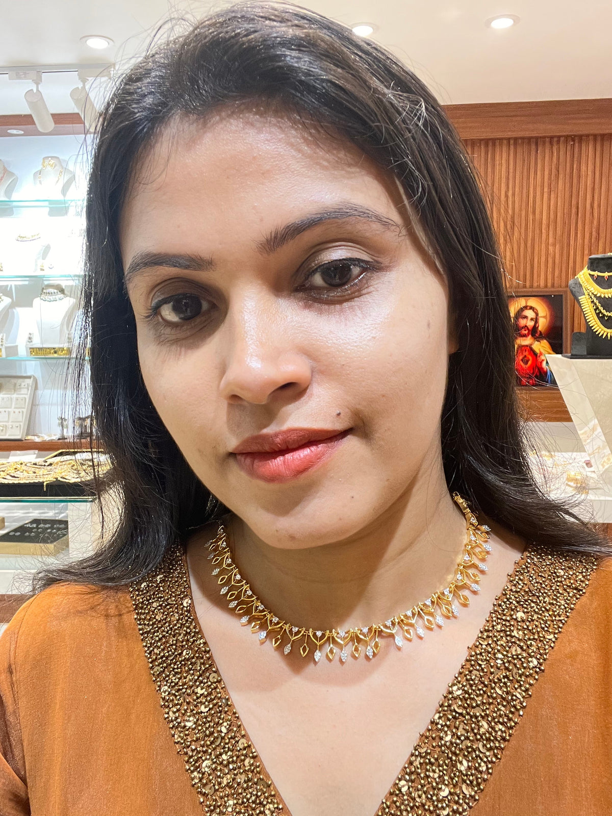 Premium diamond finish bridal necklace set product code D122