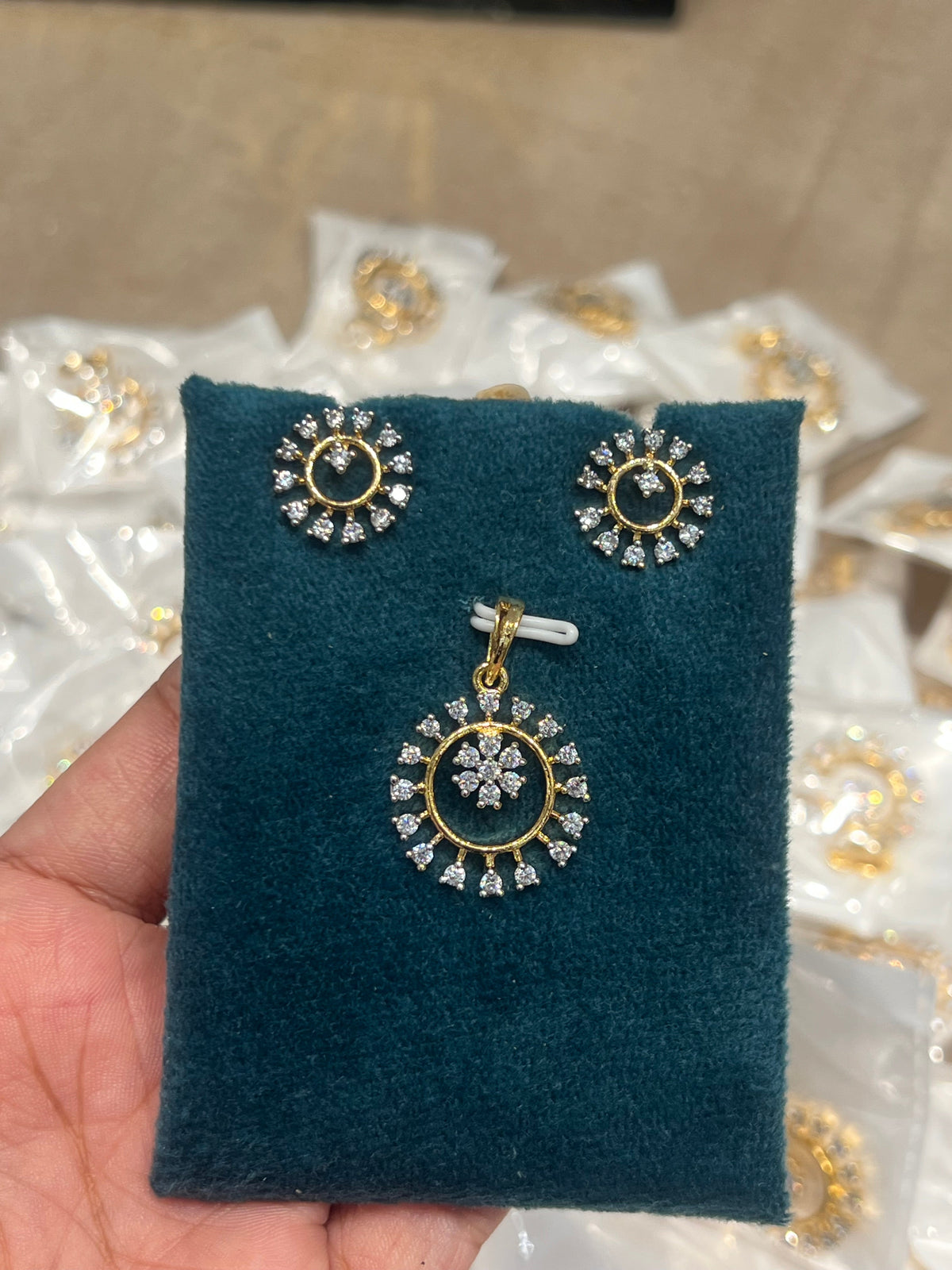 Premium party wear diamond finish pendant with stud  product code D328