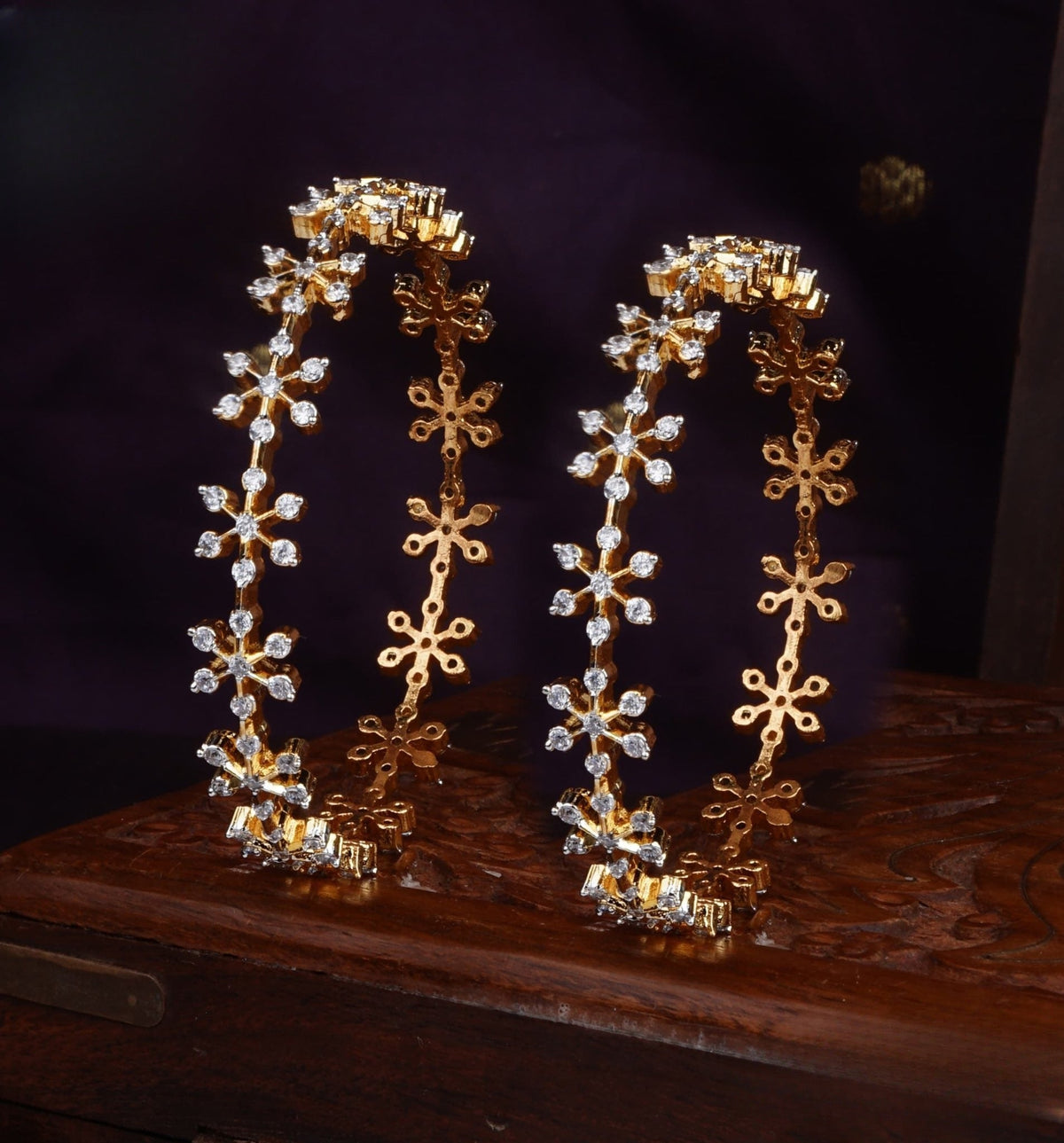 Diamond finish party wear floral bangles set of 2 product code 140