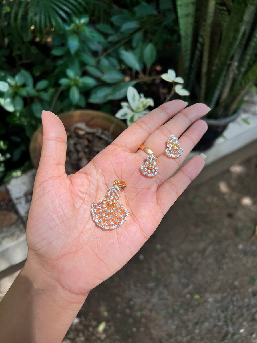 Premium diamond finish party wear pendant set product code 49