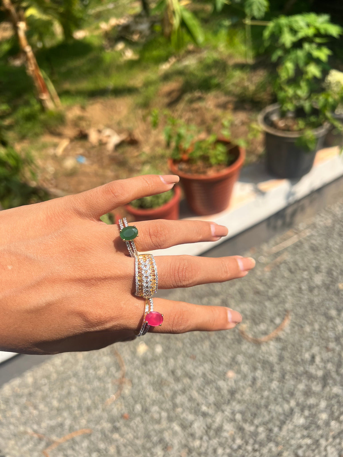 Premium party wear diamond replica rings suitable for 6 or 7 size  product code R27
