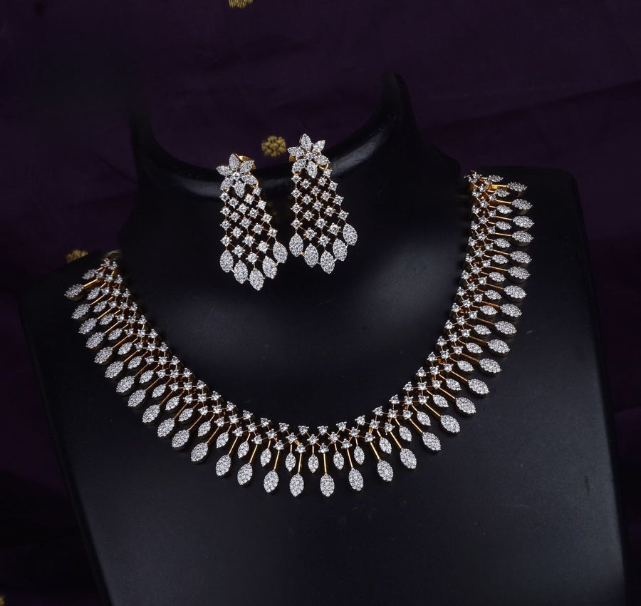 Premium diamond finish zircon stone necklace product code 76 (ready stock )