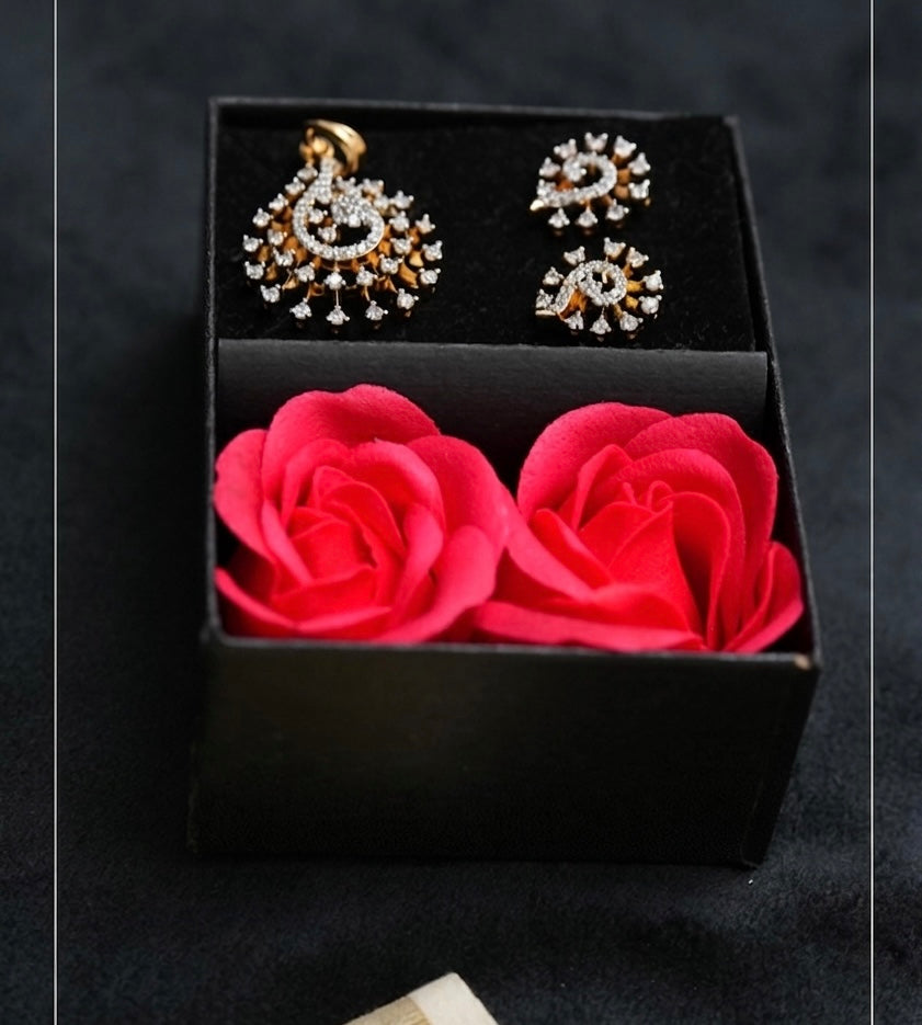 Premium quality diamond finish and Rose gold polish pendant ( not sweat proof) set product code D05