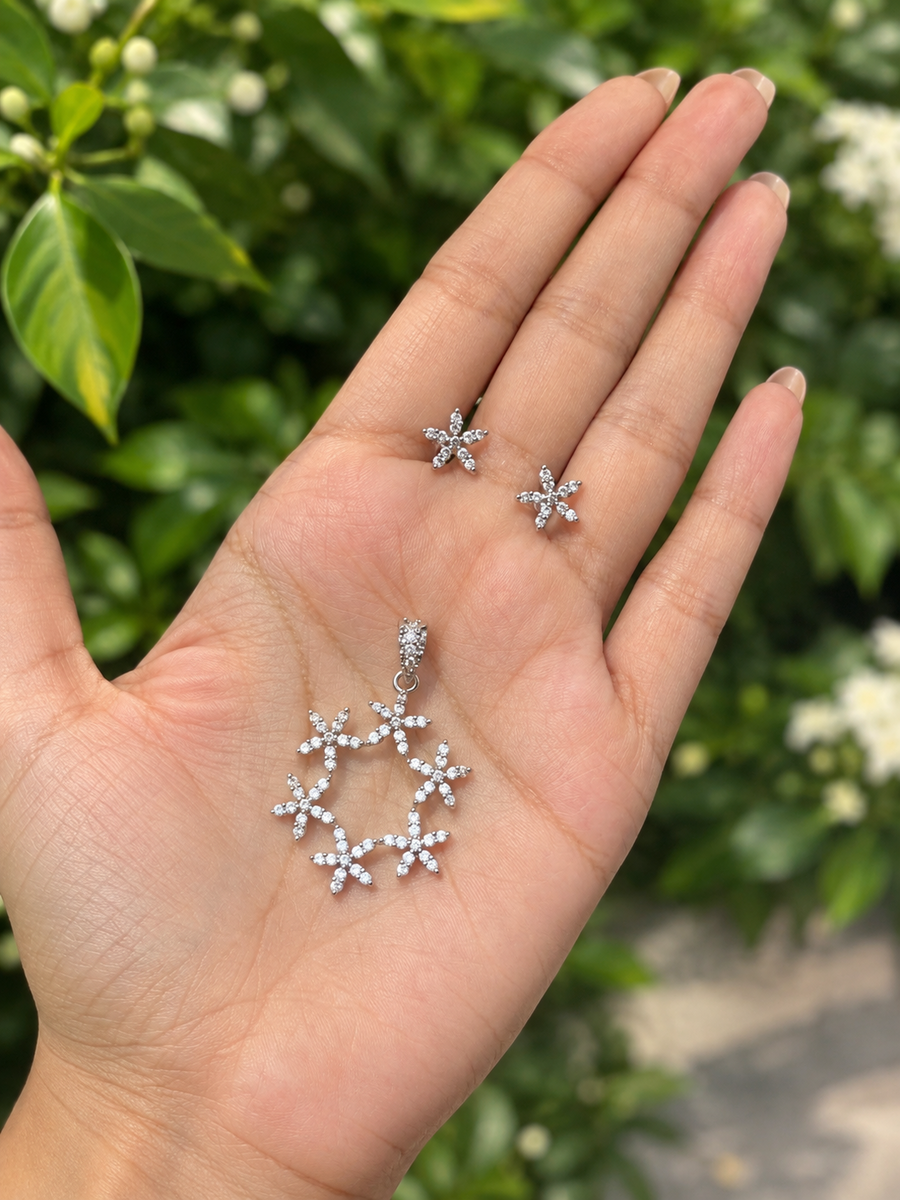 Premium diamond finish party wear pendant set Product code D371