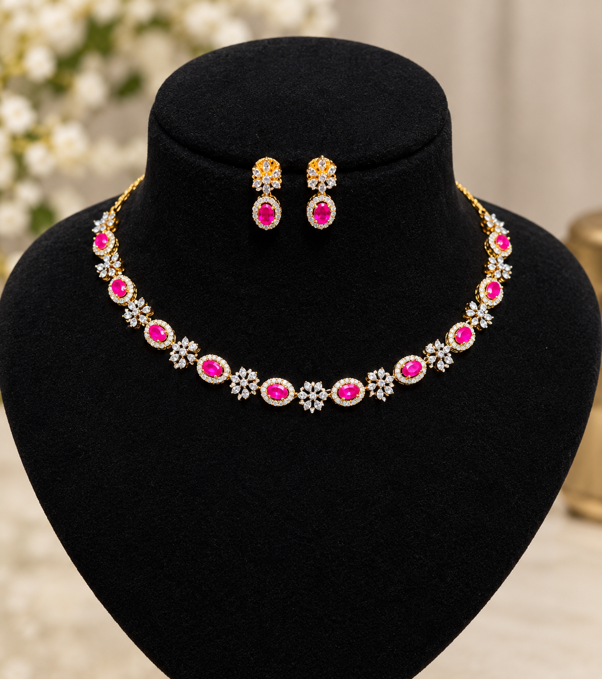Premium diamond finish party wear necklace Product code D311
