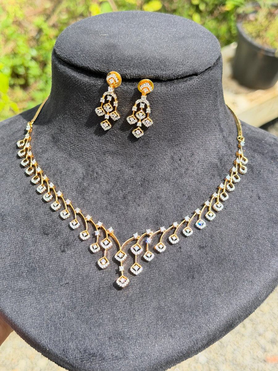 Premium quality (not water or sweat proof)Diamond Finish Bridal Necklace - product code-D35