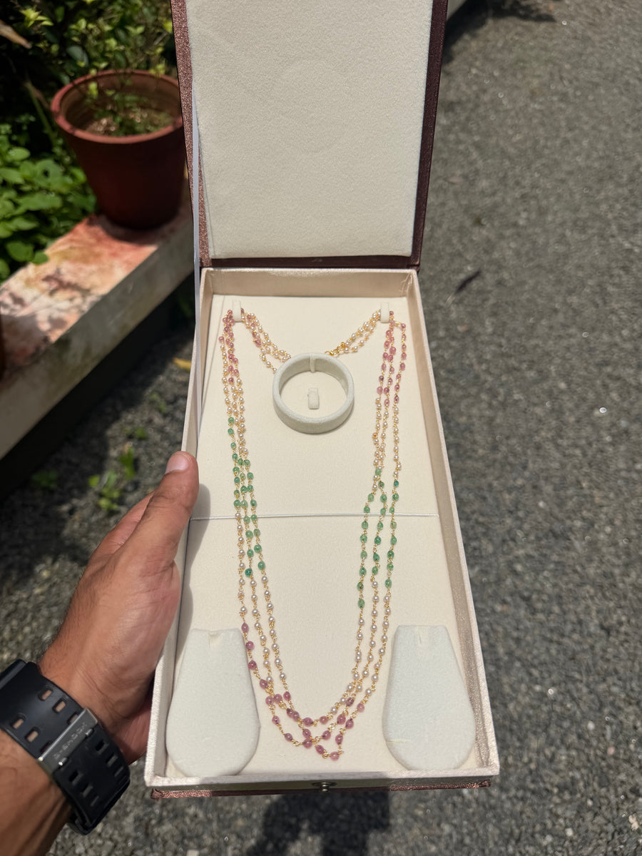 Premium Quality 3 Layer Multi Colour 8 Pidi Pearl Chain - P01