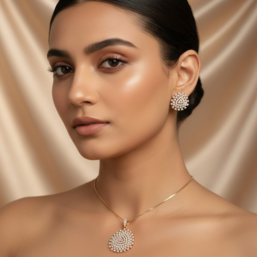 Premium diamond finish gj polish repolishable pendant set with chain product code 52