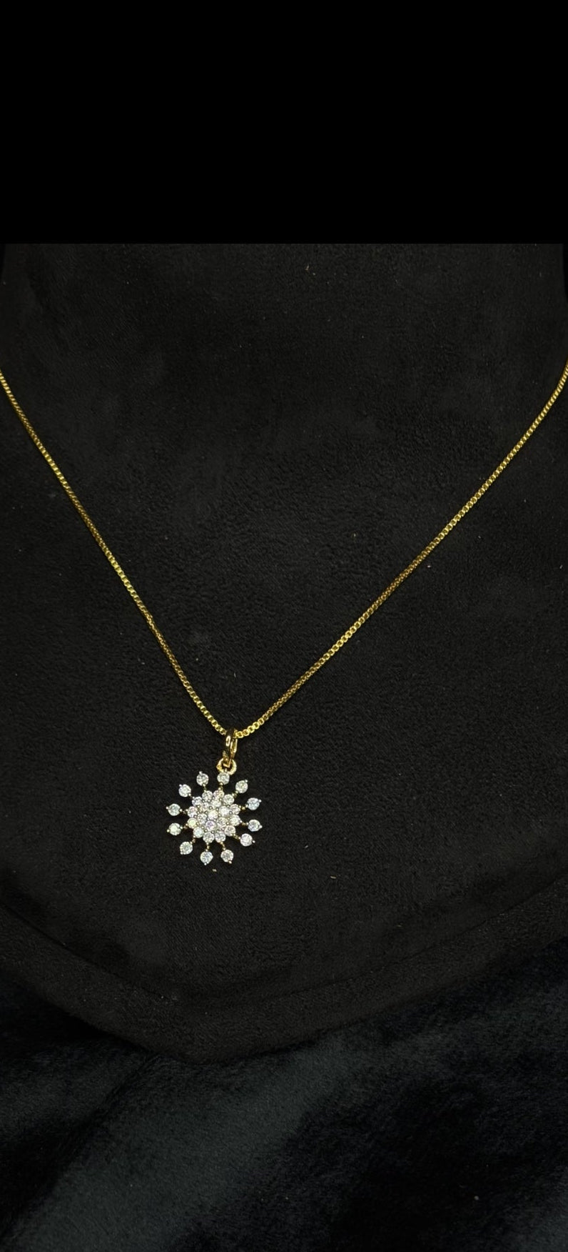 Premium party wear diamond replica pendant set with chain product code D376