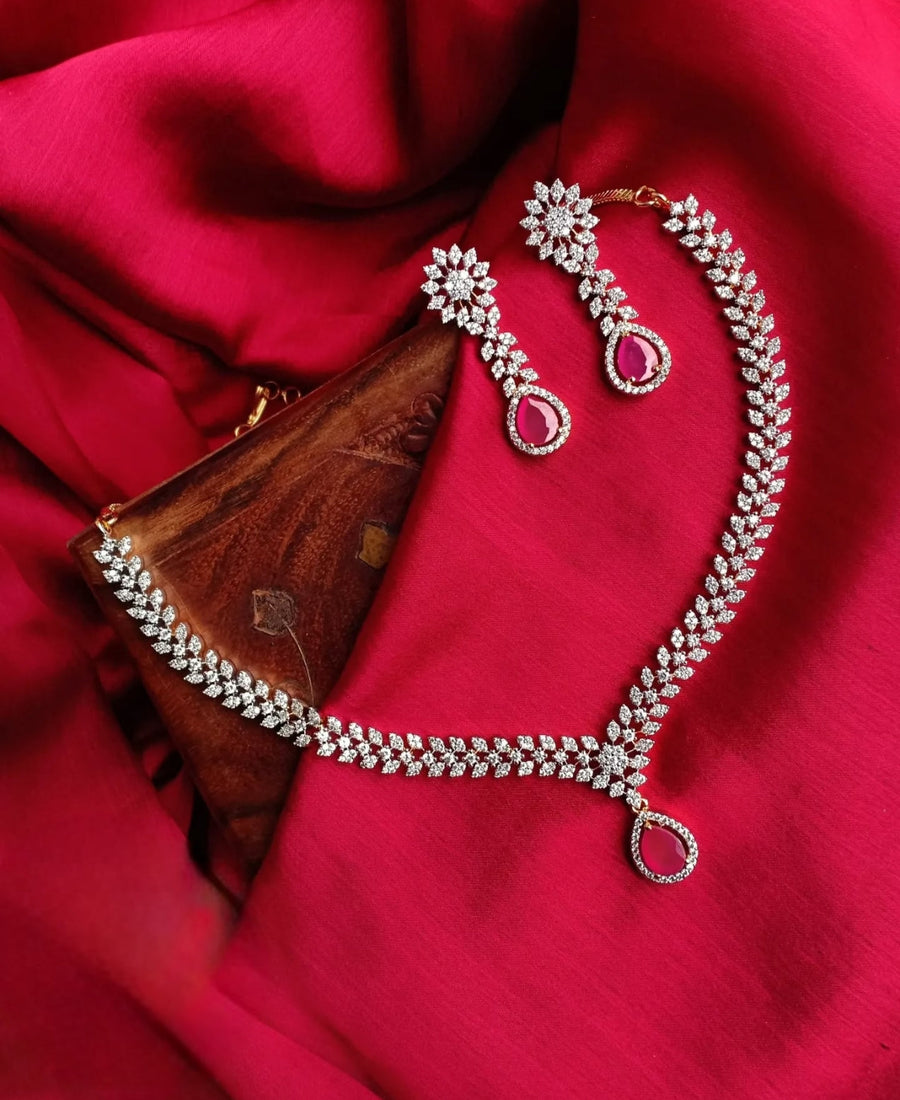 Premium diamond finish bridal necklace product code D41