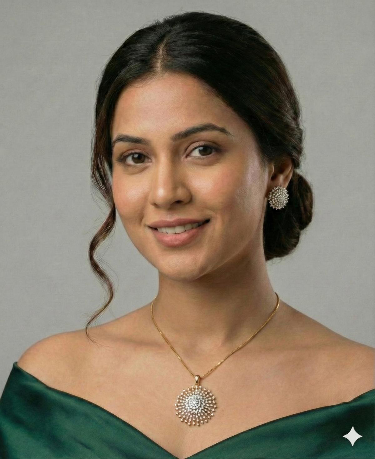 Premium daimond finish bridal wear  pendant  chain set product code 51